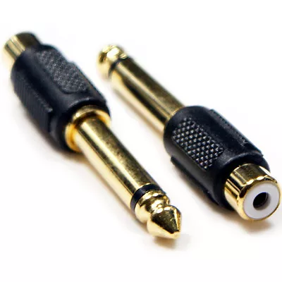 5x 6.35mm ¼  Mono Jack (Male) To RCA PHONO Female Adapter Guitar Microphone • £7.49