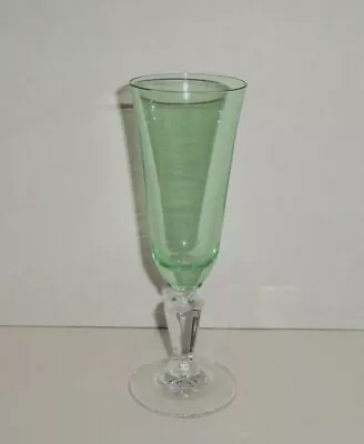 Miller Rogaska Glass Crystal Champagne Flute Alfresco Green And Clear Signed • $9.99