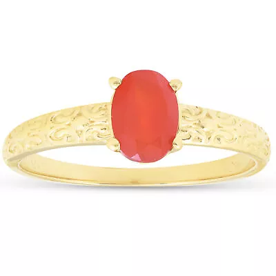 1ct Mexican Fire Opal Vintage Ring 14k Yellow Gold • £311.39