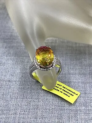NOS STS Chuck Clemency Sterling .925 Mystic Topaz Diamond Ring Size 7 NWT *A7 • $49.99