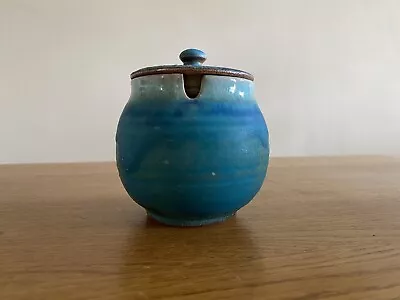 Small Blue Ceramic Honey Jam Preserve Pot Stoneware Tableware  • £15
