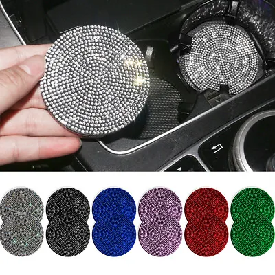 $5.09 • Buy 2pcs Bling Car Cup Holder Coaster Anti-Slip Interior Accessories For Women 2.75 