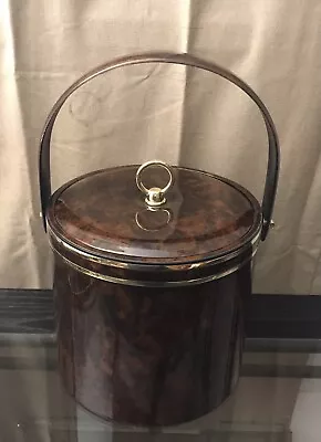$20 • Buy Vintage Mid Century Modern Bar Georges Briard Tortoise Shell Vinyl Ice Bucket 
