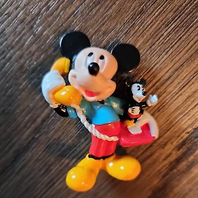 Vintage Disney Mickey Mouse On Telephone 2.5   PVC Figure Applause Cake Topper  • $10.99