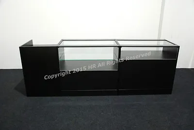 Shop Counter Black  Counter  Display  Glass Shelves Till Counter Set 3 Units • £675