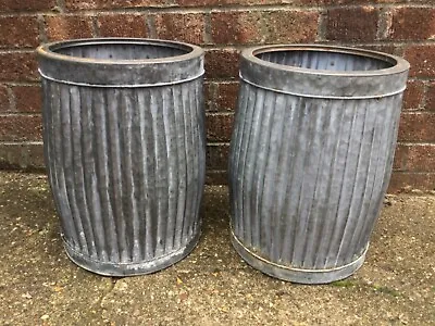 Pair Of Small Galvanised Metal Dolly Tub Pot Garden Planter (x2) • £75