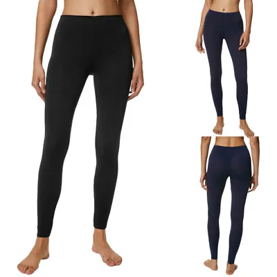 Ex M&S Womens Leggings Thermal Heatgen Lightweight Stretchy High Rise Black Navy • £7.99