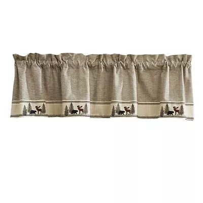 Wilderness Trail Bear Moose Lined Cotton Cabin Window Valance 60 X 14 Home Decor • $34