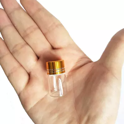 10Pcs 16X26Mm Tiny Mini Small Clear Bottles Glass Vials 2.0Ml 1/2 Dram With Caps • $12.98