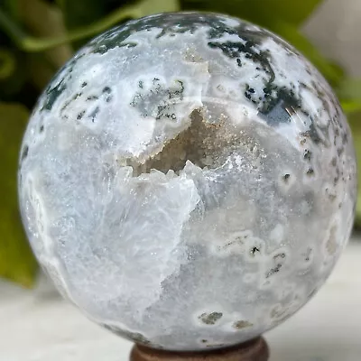 638g Natural Moss Agate Ball Quartz Crystal Sphere Reiki Meditation Decoration • $0.63
