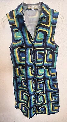 Boden Dress Size S 6R Floral Blue Yellow Cotton With Pockets • $20