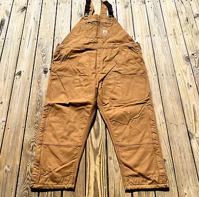 Carhartt Men’s Loose Fit Washed Duck Insulated Bib Overalls 4XL Short Brown • $61.09