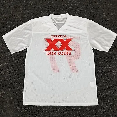 Dos Equis Shirt Mens Small White Football Jersey Style Mesh Cerveza #97 Tee • $13.99