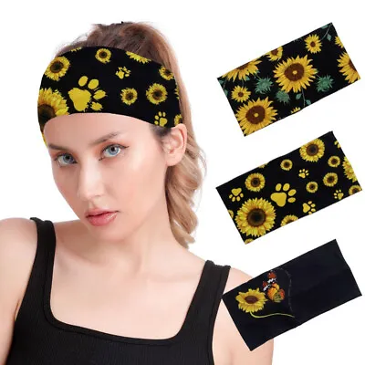 Women Wide Elastic Turban Head Wraps Headband Boho Sports Yoga Head Hair Bands • £3.59