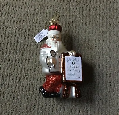SUR LA TABLE  Santa With Menu Glass Christmas Ornament Made In Poland NWT! $30 • $2.99