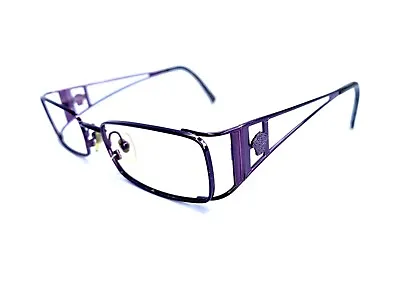 Versace Purple Metal Rectangular Glasses Medusa Temple Italy MOD1111 49 17 135 • $89.60