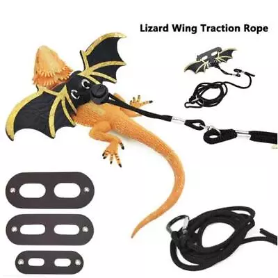 Lizard Leather Traction Rope W/ Wings Reptile Bearded Dragon Harness Adjustable • $12.76