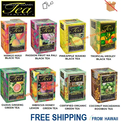 HAWAIIAN ISLANDS TEA Bags All Natural Tropical BLACK GREEN ROOIBOS ORGANIC HERBA • $12.95