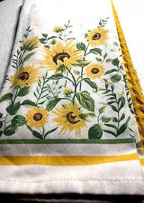 Martha Stewart Kitchen Dish Towels (3) Sunflowers Yellow Green  100% Cotton Nwt • $18.99