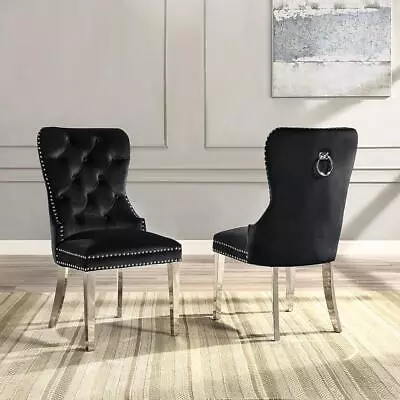 Modern Velvet Dining Chairs Set Of 2 Tufted Accent Upholstered Chairs • $597.02