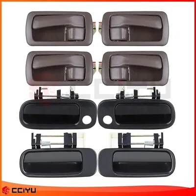 For 92-96 Toyota Camry 4x Inside Door Handles Brown 4x Outside Black Left Right • $27.97