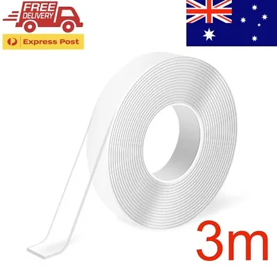 Double Sided Tape Strong Nano Alien Roll Clear Adhesive Invisible Gel 3m • $6.99