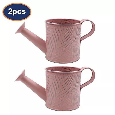 Set Of 2 Pastel Pink Metal 1.1L Watering  Can Indoor & Outdoor Gardening Plants • £13.95