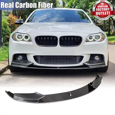 Fit For BMW F10 F11 F18 M-Sport 2011-2016 Carbon Fiber Front Bumper Lip Spoiler • $451.24