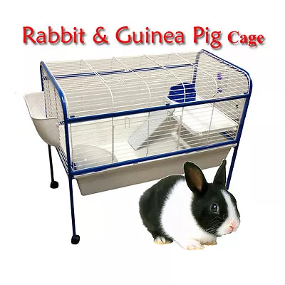 Large Metal Indoor Rabbit Guinea Pig Cage Hutch Stand With Bedroom 100x87x50cm • $150