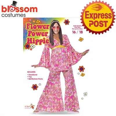CA1780 Plus Size Flower Power Hippie Hippy Dress Up Groovy 1960s 1970s Costume • £27.95