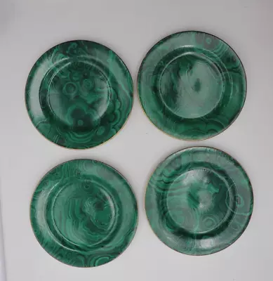 Neiman Marcus MARBLE GREEN MALACHITE 6-3/8  BREAD & BUTTER PLATES Set 4 • $66