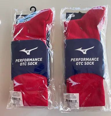 NEW - Mizuno Over The Calf Performance Socks - Large - Red - Baseball • $20