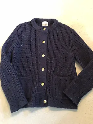 Vintage Sears Sweater Adult Medium Navy Blue Funky Button Knit Cardigan • $34.99