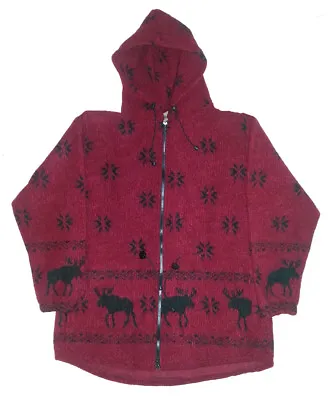 Red Moose Snowflakes Hooded Looped Wool Fleece Jacket SM - 3X • $69.99