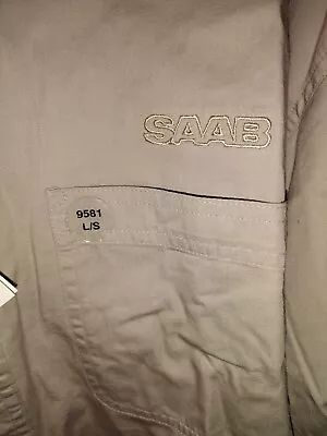 Rare Vintage Saab Stitched 2XL Tan Long Sleeve Oxford 900 9000 99 Viggen Turbo  • $47.99