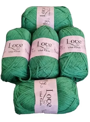 £9.99 • Buy BUNDLE GREEN CROCHET 5x 100g  Ribbon/Tape Yarn, Knitting  Crafts Joblot 