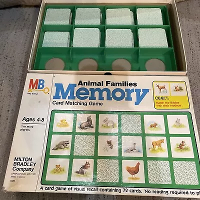 Milton Bradley Vintage 1980 Animal Families Memory Card Matching Game - Complete • $28