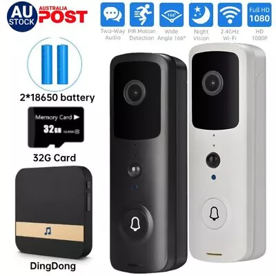 Wireless Smart Doorbell WiFi Video Security Phone Door Ring Intercom Camera Bell • $88.99