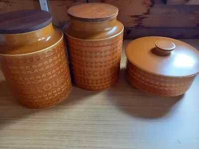 2 X Vintage Hornsea Pottery Saffron Large Storage Jars + Serving Dish - 1970s • £40