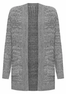 £12.95 • Buy  Ladies Open Boyfriend Cardigan Cable Knitted Pocket Plus Size Long Sleeve 