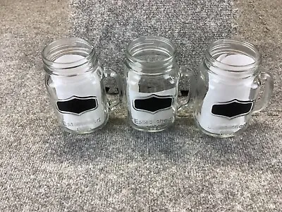 Mason Style Jars Drinking Glasses With Handles 5 5/8  Set Of 3. • $8.99