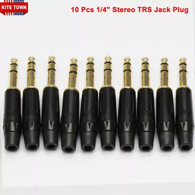 10Pcs 1/4  Male Stereo TRS Audio Guitar Cable Plugs 6.35mm Connector Adapter • $18.99