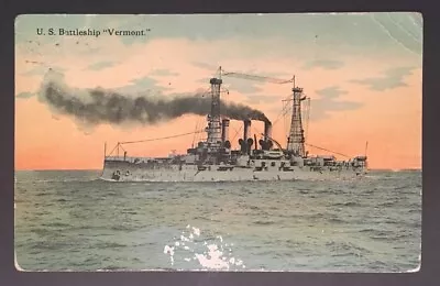 WWI MILITARY POSTCARD - U. S. Battleship  Vermont   5718 • $3.75