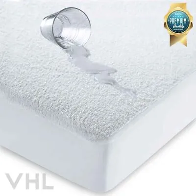 WATERPROOF Terry Towel Mattress Protector Non-Allergenic Bed Cover Fitted Sheet • £7.99