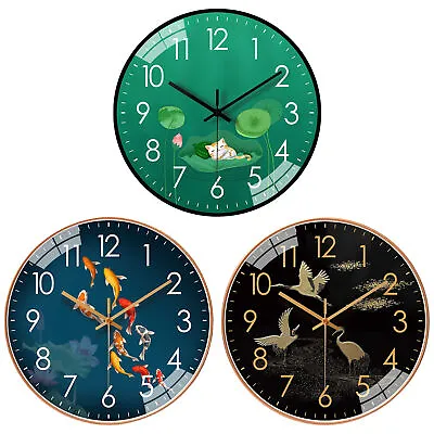 Luxurious Wall Clock Silent Sweep Movement Round Clock With Animal Pattern Decor • $20.89