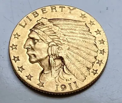 2 1/2 Dollar 1911 USA Gold Indian Head Rare XF Condition • $599