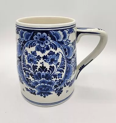 Vtg Blue White DELFT Holland Floral Porcelain Coffee Cup Mug Beer Stein Pottery • $39.99