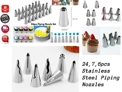 24/7/6 Icing Piping Nozzle Tool Set Pastry Cake Cupcake Sugarcraft Decorating • £3.09