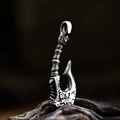 Silver Norse Viking Battle Axe Pendant Necklace Men's Jewelry Chain 24  Gift • $11.99