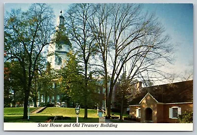 State House & Old Treasury Building Annapolis Maryland MD Continental Postcard • $5.95